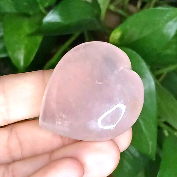Polished Rose Quartz Crystal Heart - 2" - Home Decor Garden Accent - Picture 1 of 2
